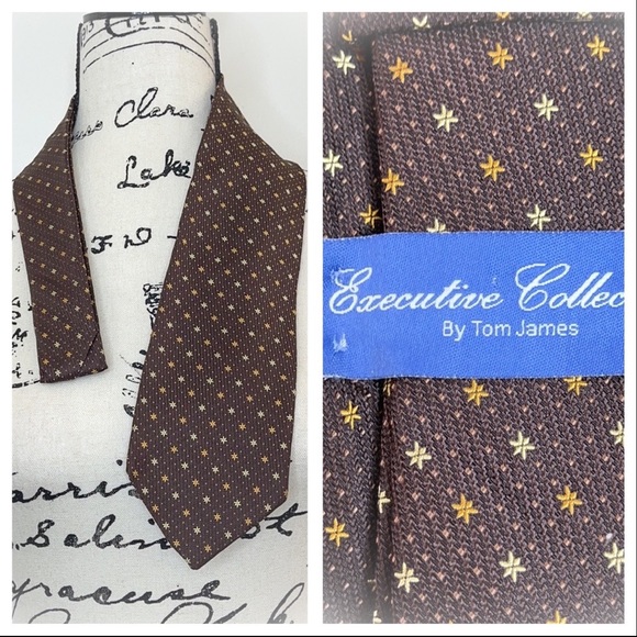 😎Executive Collection by Tom James Brown Silk Tie😎 - Picture 2 of 10